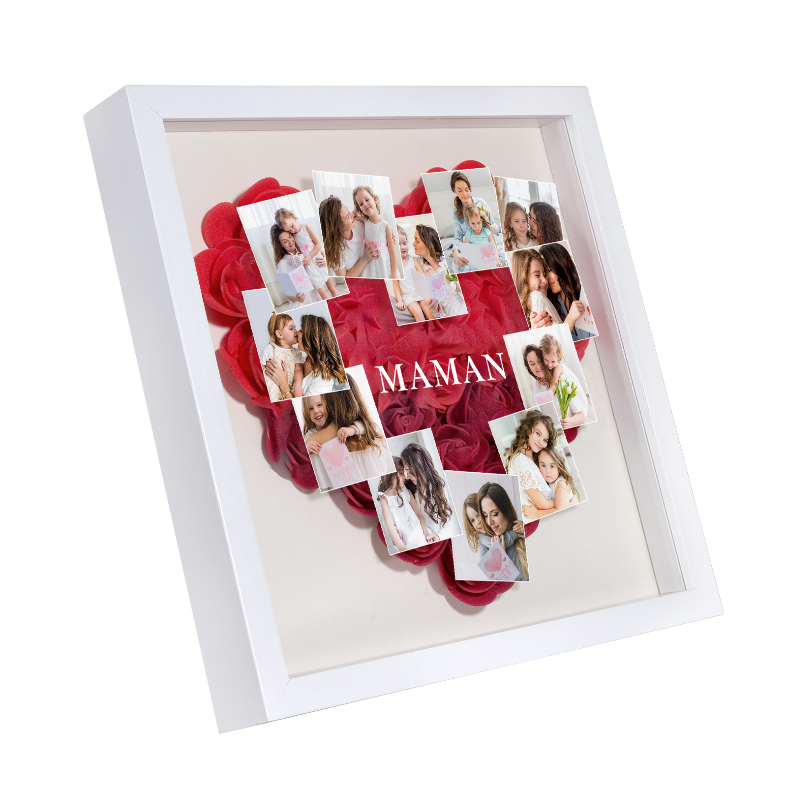 À ma Maman - Cadre Panneau de densité 12 Photos et 1 Texte Personnalisés Ornements Floral pour Famille