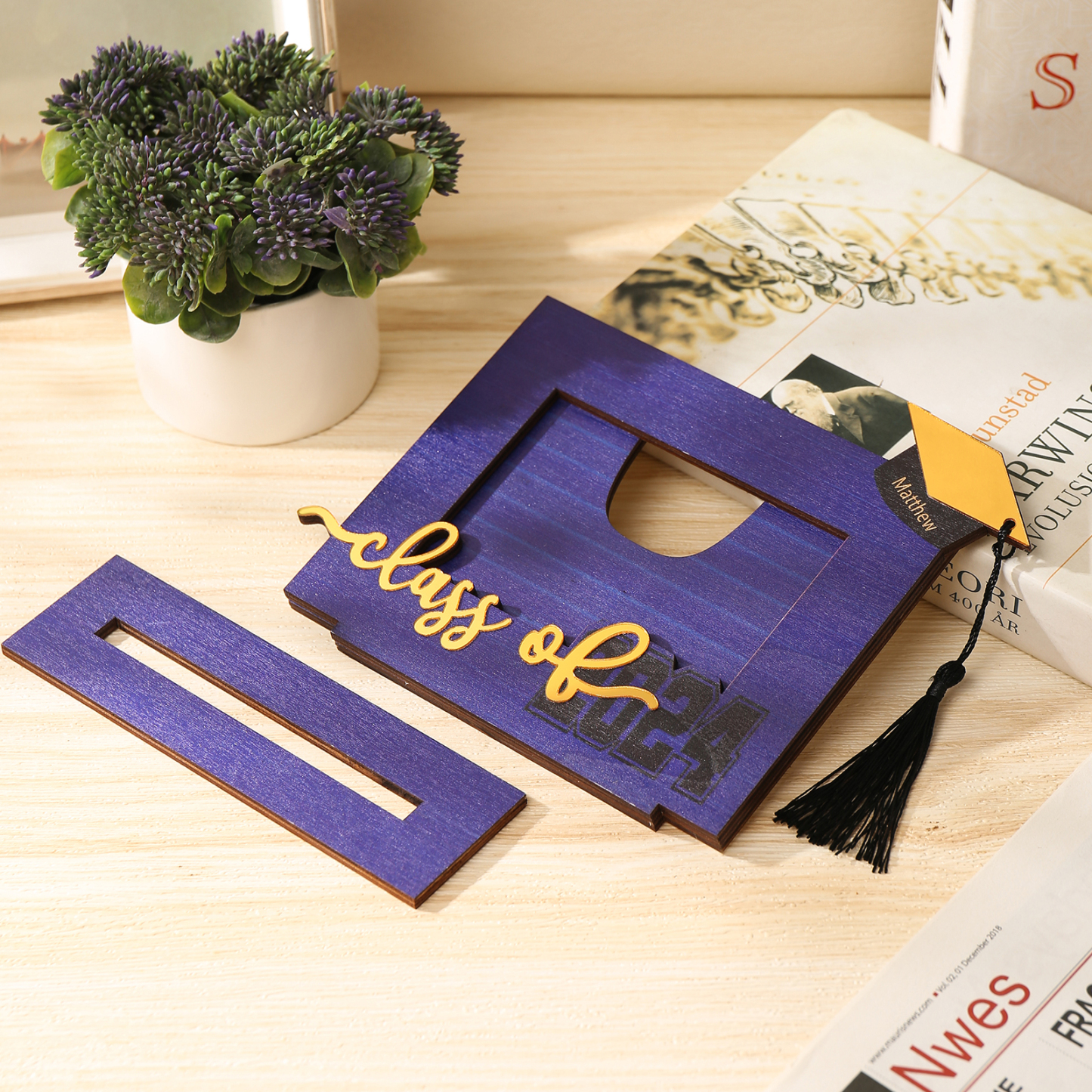 Cadre Photo Diplômé Prénom et Photo Personnalisés Décoration en bois Cadeau de Graduation