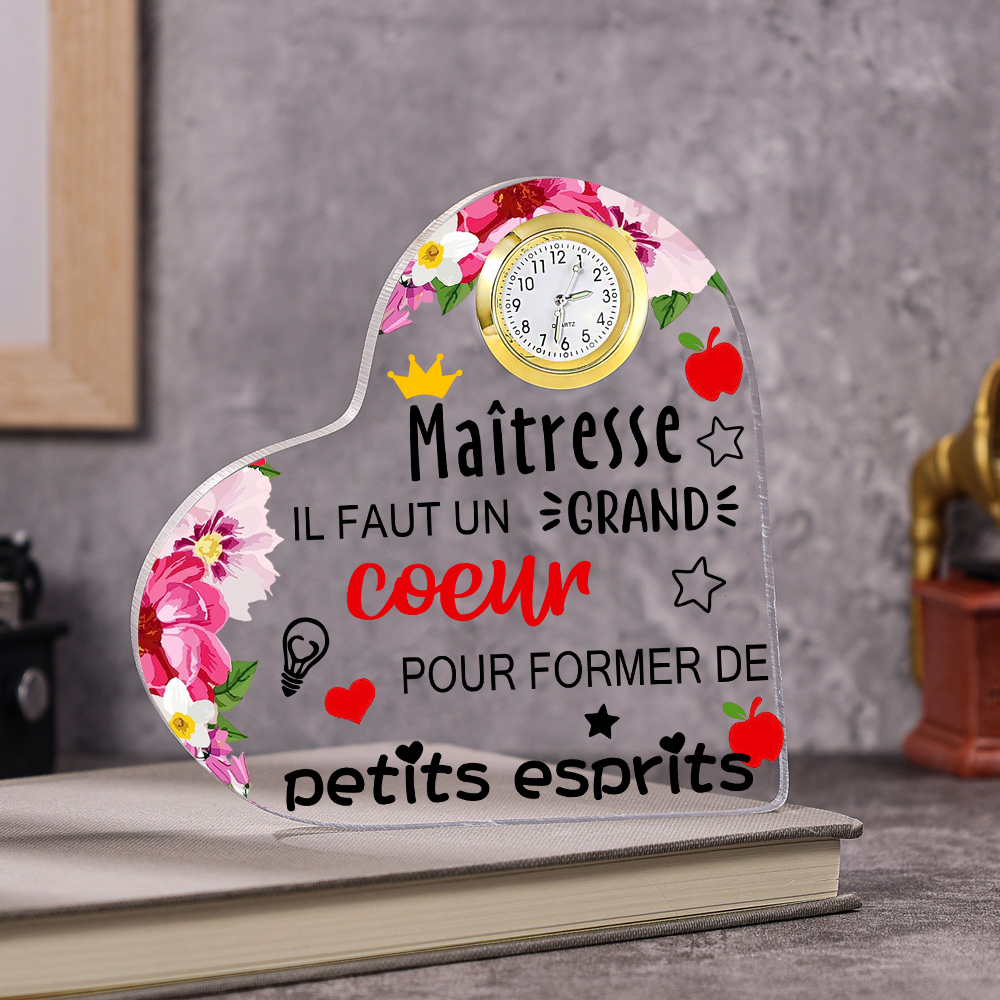 À Ma Maîtresse -Plaque Acrylique Coeur avec Horloge et Message Cadeau utile et touchant | Jessemade