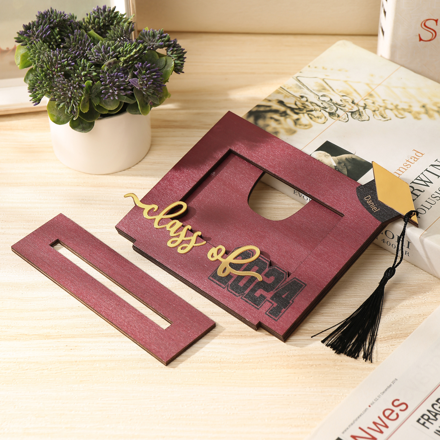 Cadre Photo Diplômé Prénom et Photo Personnalisés Décoration en bois Cadeau de Graduation