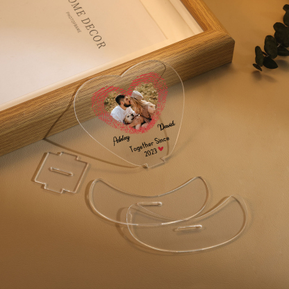 Ornements Panneau Acrylique 2 Prénoms et Photo Personnalisés avec Texte pour Couple