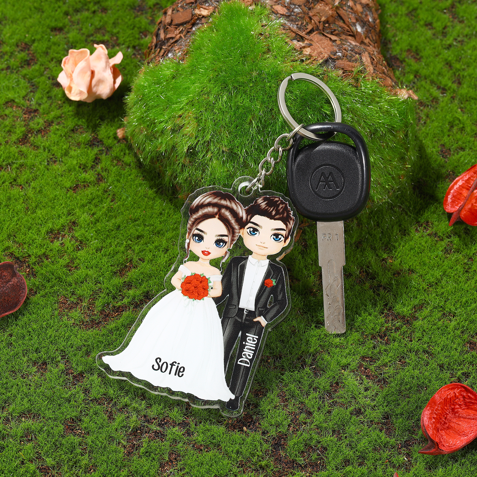 Porte-Clés Couple avec 2 Prénoms Personnalisés | Jessemade