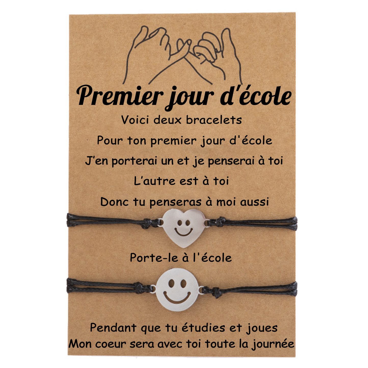 2PCS Ensemble de Bracelets Smiley Bracelet en Commun Cadeau Rentrée Sc