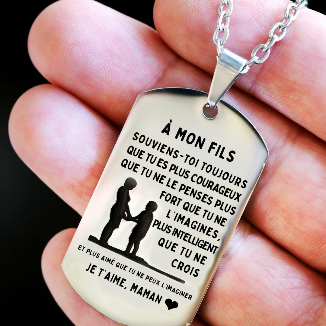 À mon Fils - Collier Personnalisé Texte Gravé au dos Collier Homme | Jessemade