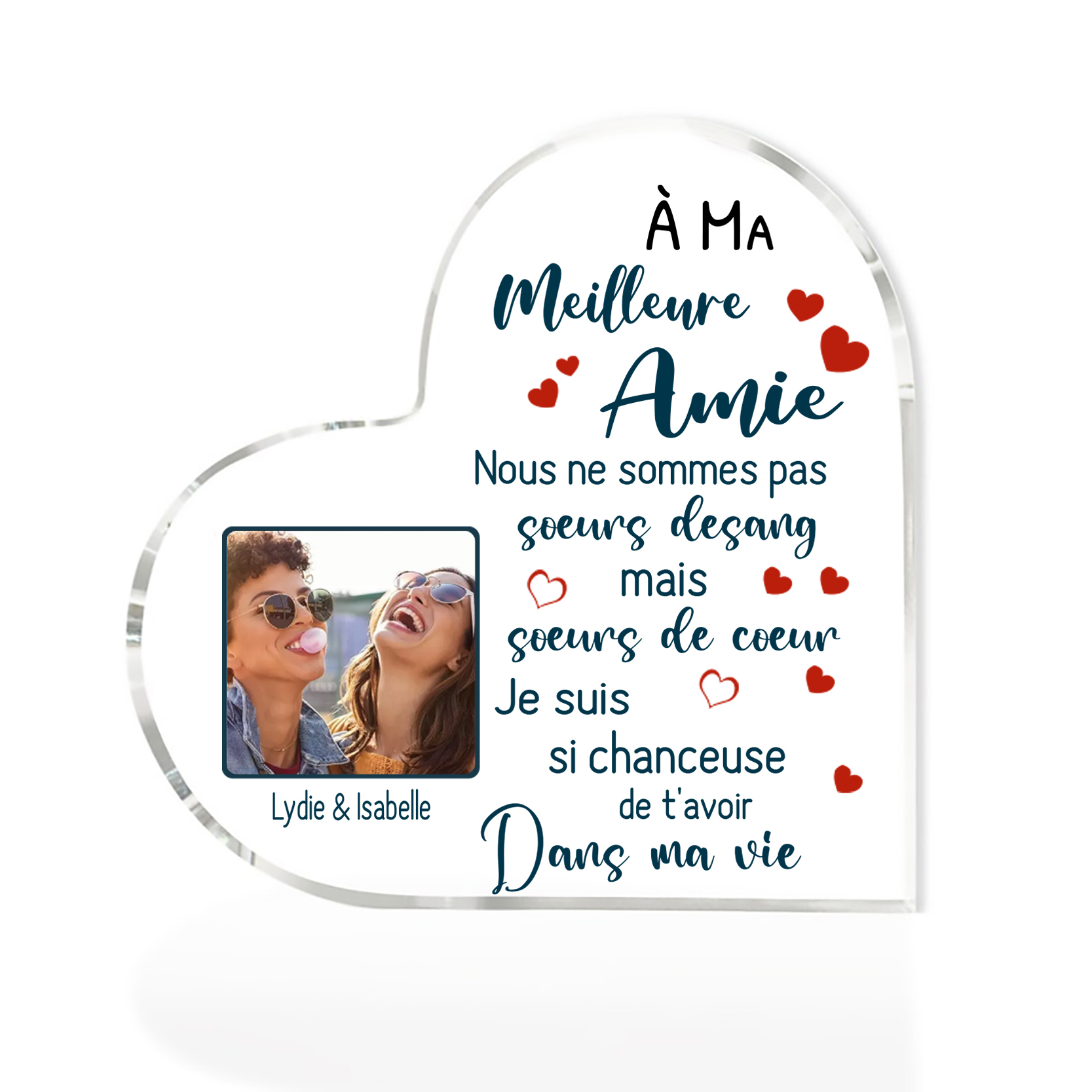 À Ma Meilleure Amie-Plaque Acrylique en Forme de Coeur Texte Personnalisé avec Photo | Jessemade