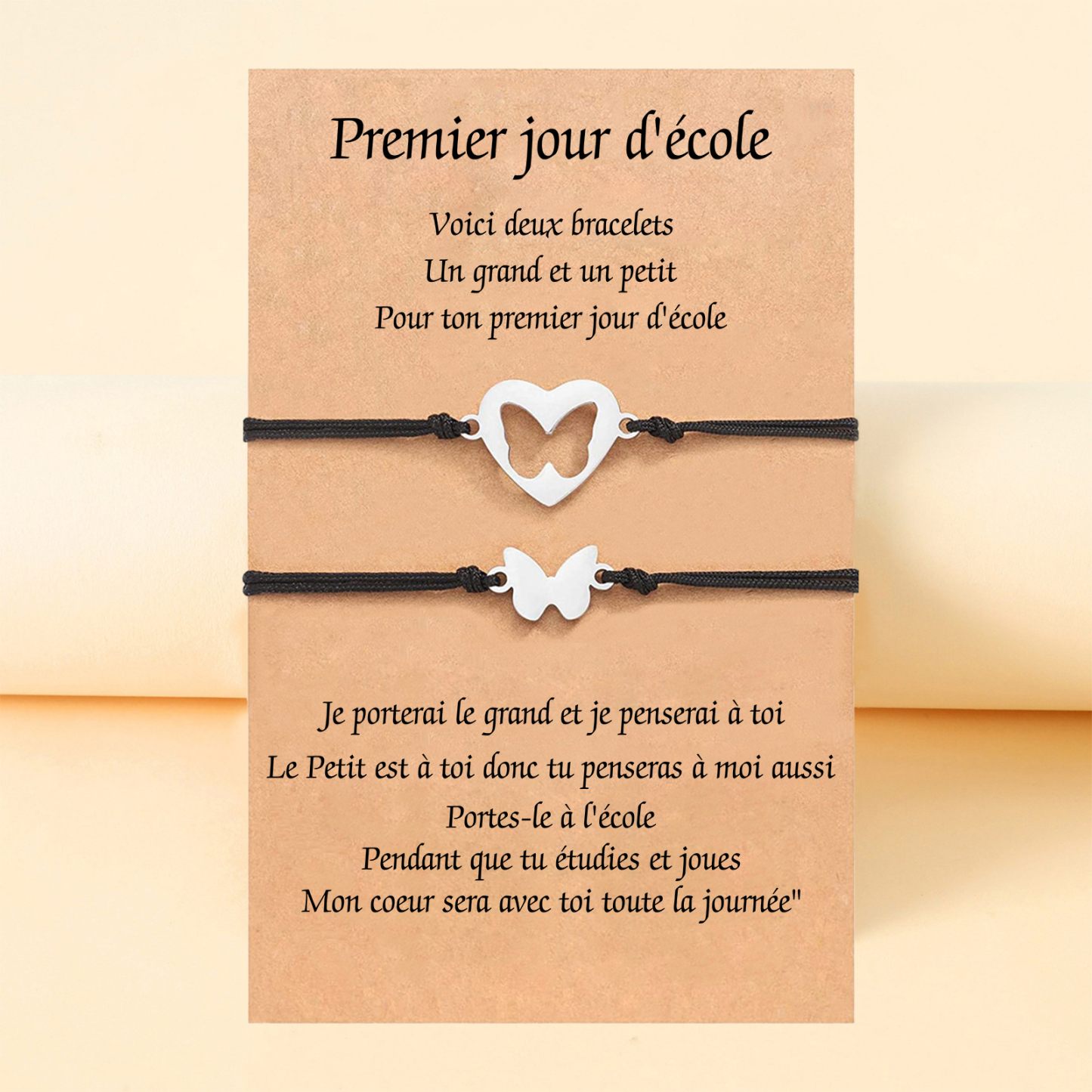 2PCS Ensemble de Bracelets Papillon Bracelet en Commun Cadeau Rentrée Scolaire Premier jour d’école｜Jessemade