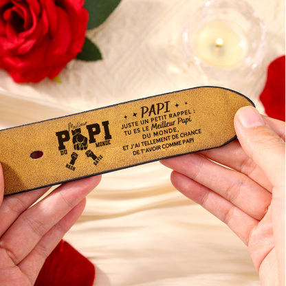 À mon Papi - Ceinture Personnalisée Cuir 1-4 Prénoms et Poings | Cadeau Fête des Grands-Pères | Jessemade