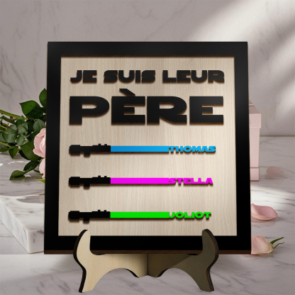 Je suis leur Père/Papa/Papi – Décoration en bois Personnalisée avec 1-6 Prénoms d'enfants, Plaque en Bois pour Papa ou Grand-père | Jessemade