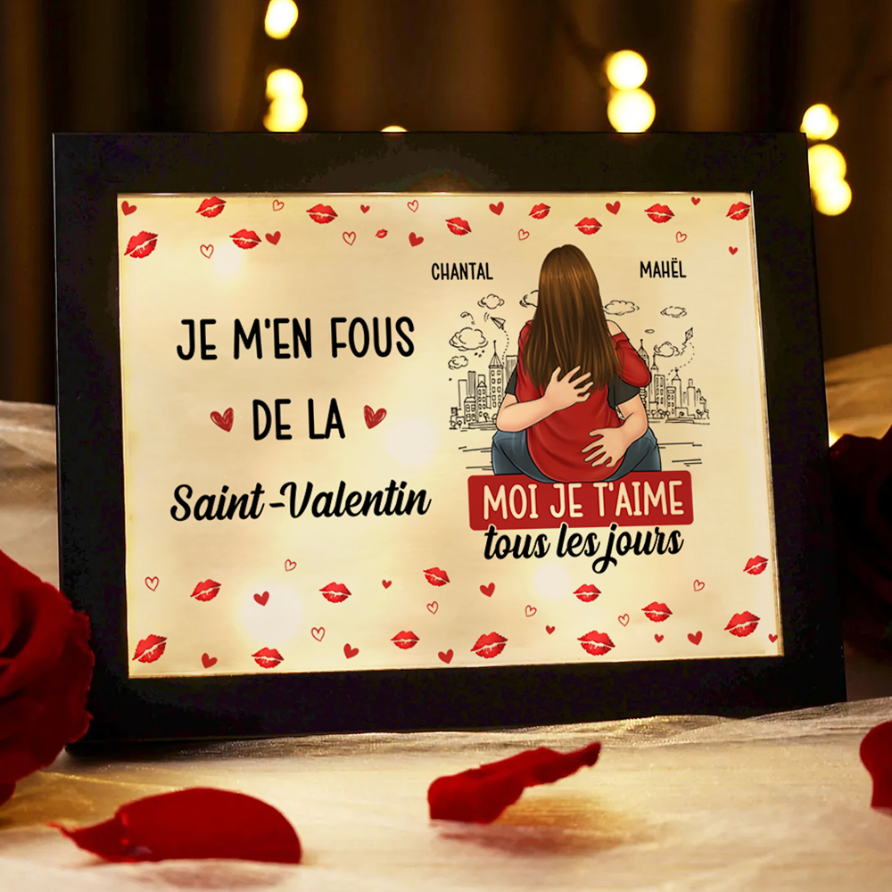 Cadre lumineux personnalisé couple je t’aime tous les jours cadeau romantique unique pour Saint‑Valentin anniversaire pour homme ou femme Jessemade