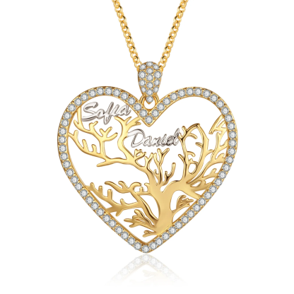 À ma Mamie - Collier Pendentif Arbre de vie Arbre généalogique 1-4 Prénoms