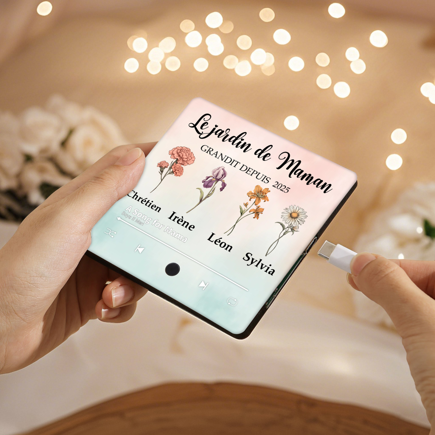 Aimant Frigo Personnalisé avec 1-6 Prénoms et Fleurs Le Jardin de Maman Aimant De Réfrigérateur pour Maman | Jessemade