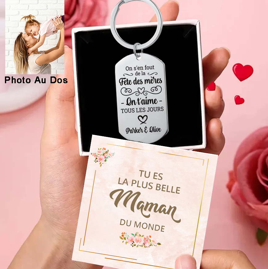 Porte-clés personnalisé photo et texte – Cadeau unique pour maman | Jessemade