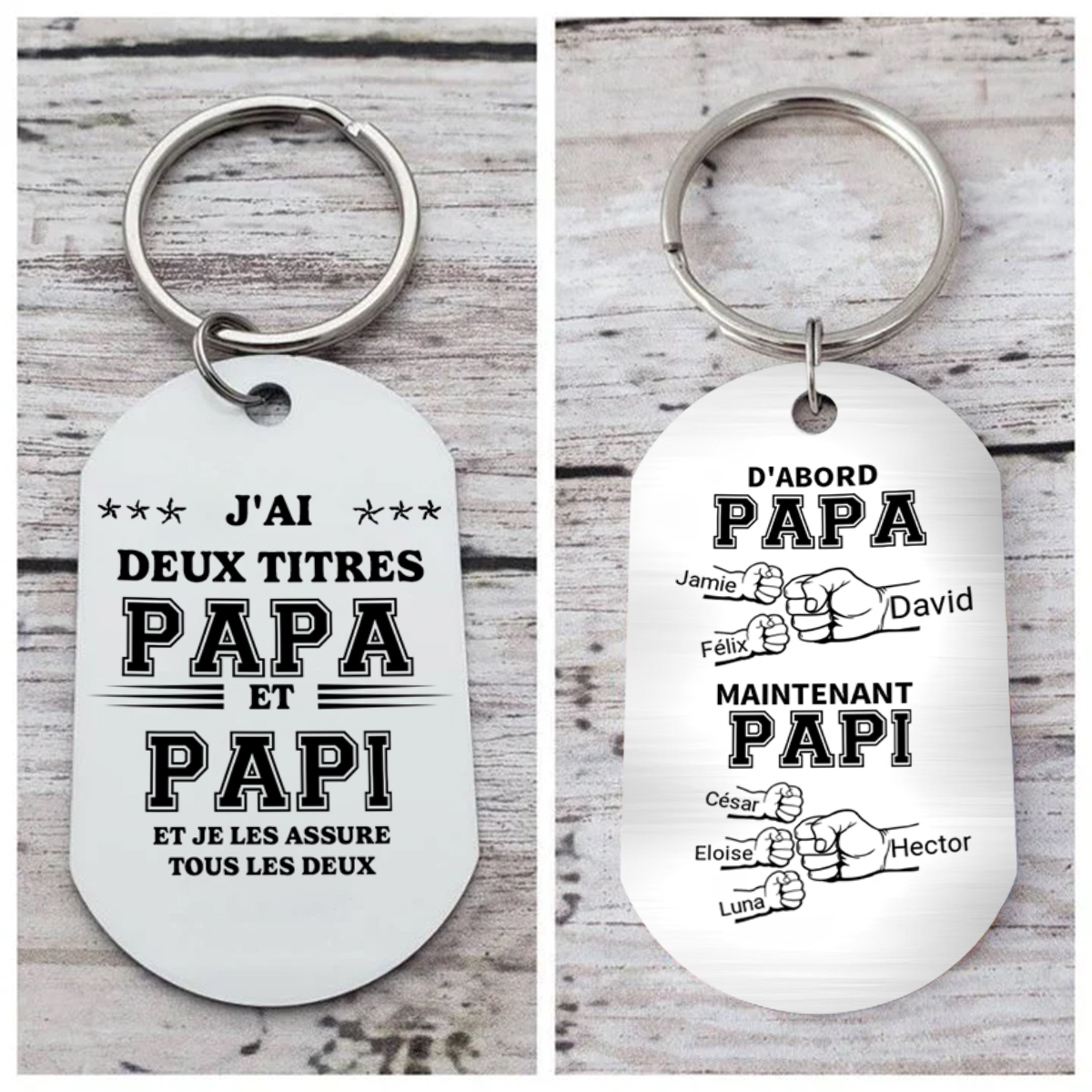 À mon Papa-Porte-Clés Pieds Bébé 3 Prénoms Personnalisés Porte Clés gravés | Jessemade