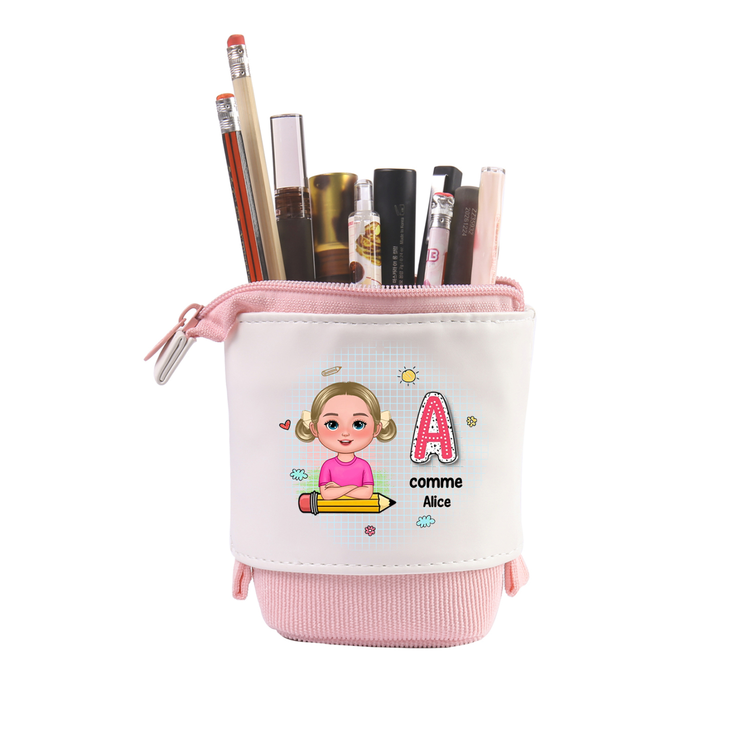 Trousse Personnalisée avec 1 Prénom et 1 Initiale – Cadeau pour Enfants, 4 Couleurs | Jessemade
