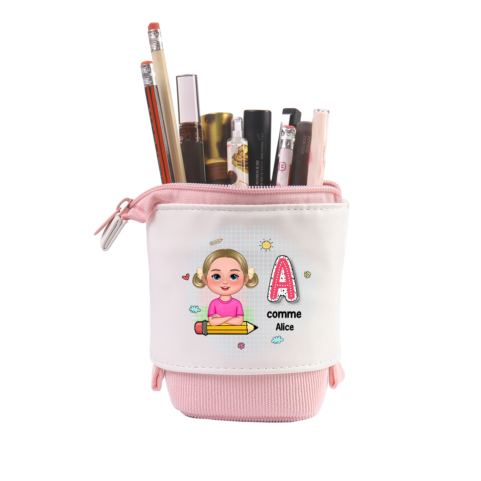 Trousse Personnalisée avec 1 Prénom et 1 Initiale – Cadeau pour Enfants, 4 Couleurs | Jessemade