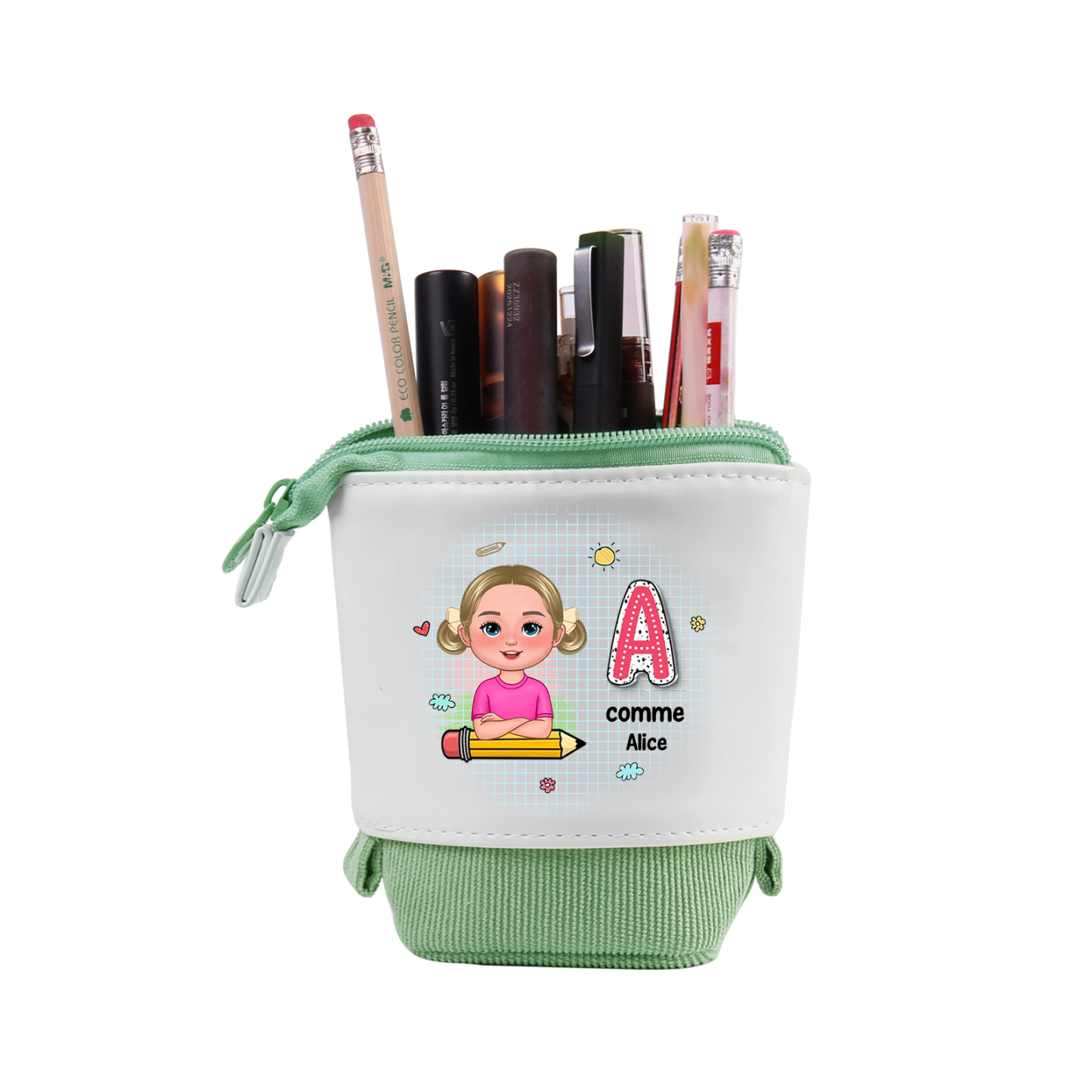 Trousse Personnalisée avec 1 Prénom et 1 Initiale – Cadeau pour Enfants, 4 Couleurs | Jessemade
