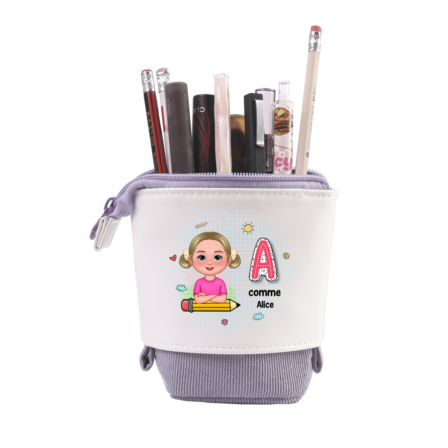 Trousse Personnalisée avec 1 Prénom et 1 Initiale – Cadeau pour Enfants, 4 Couleurs | Jessemade