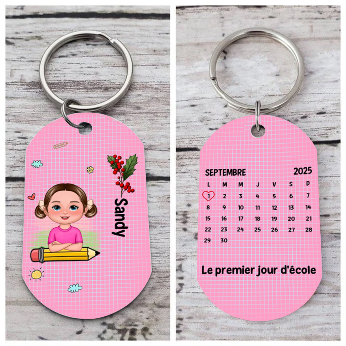 [Copy]À mon Papa-On a accroché le meilleur Papa Porte-Clés 4 Prénoms Personnalisés