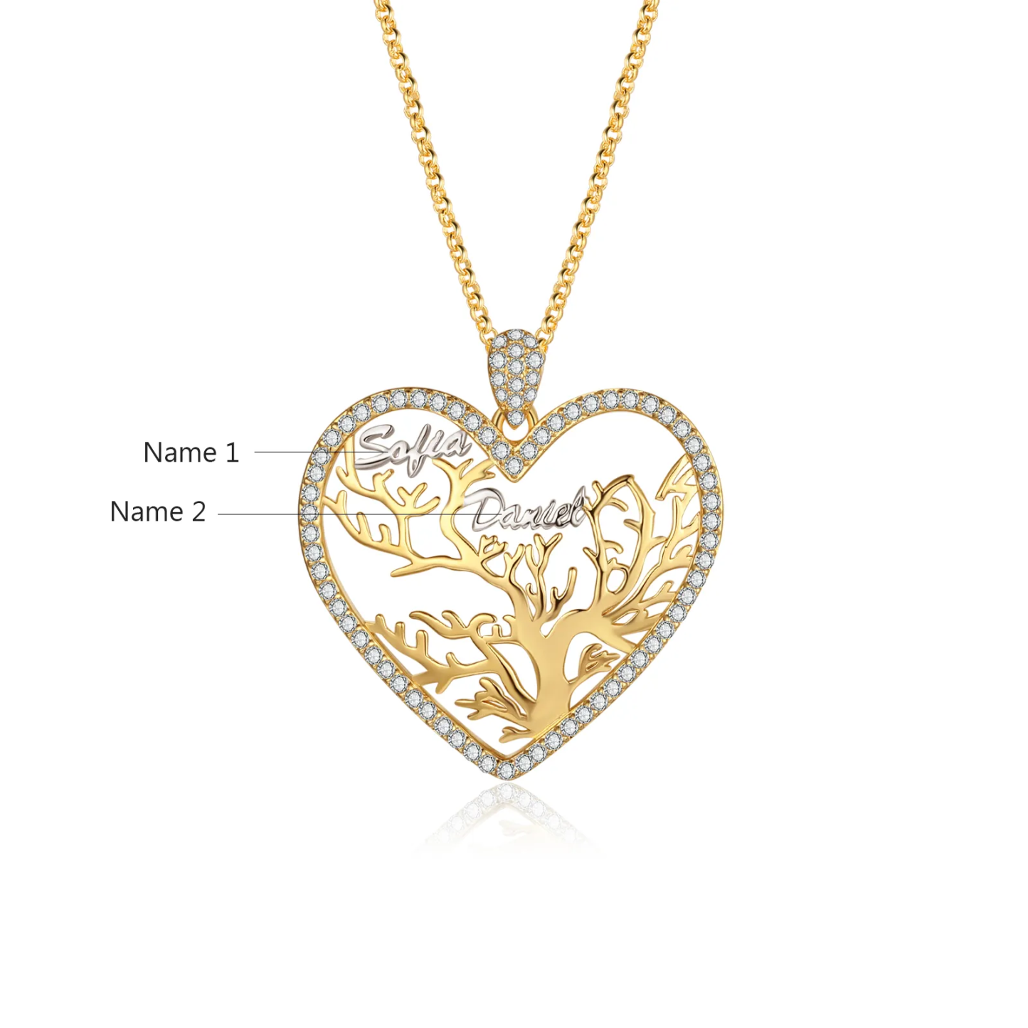 🔥HOT！Collier Pendentif Arbre de vie Arbre généalogique 1-6 Prénoms | Jessemade