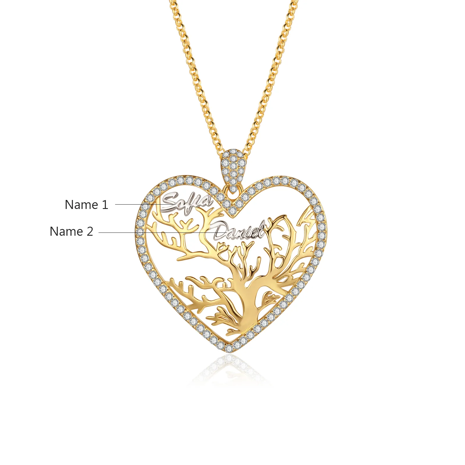 🔥HOT！Collier Pendentif Arbre de vie Arbre généalogique 1-6 Prénoms | Jessemade