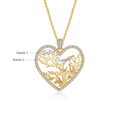 🔥HOT！Collier Pendentif Arbre de vie Arbre généalogique 1-6 Prénoms | Jessemade