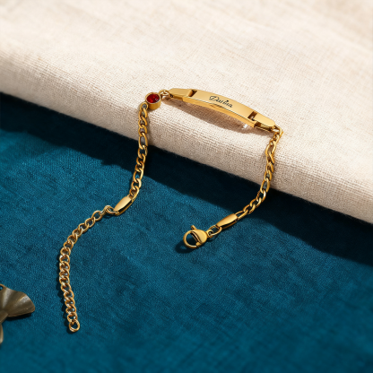 Bracelet/cheville Gourmette bébé enfant 1 Prénom Personnalisés Bracelet Pierre De Naissance｜Jessemade