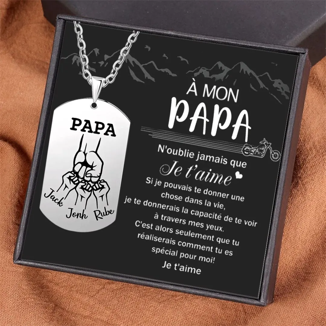 À mon Papa - Collier Personnalisé avec 1-5 Prénoms et 1 Photo｜Jessemade