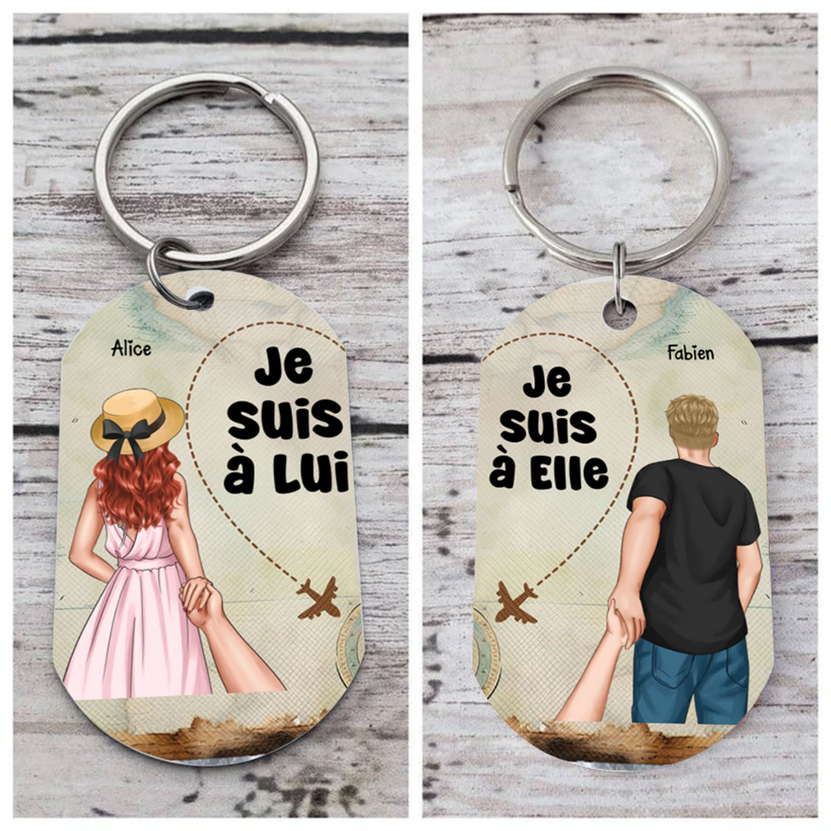 Porte-Clés Personnalisés avec 2 Prénoms Porte-Clés Personnalisables pour Couple | Jessemade