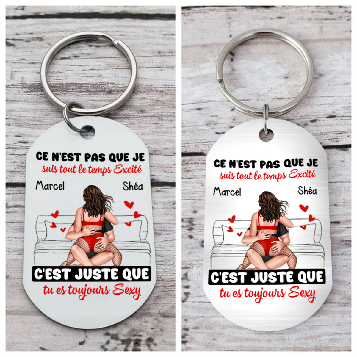 Porte-clés 2 Prénoms Personnalisés avec Illustrations Porte-Clés Personnaliables Pour Couple | Jessemade