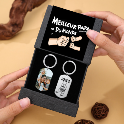 À mon Papa - 1-5 Noms Porte-Clés Poings Personnalisés avec Photo | Cadeau Fête des Pères | Jessemade