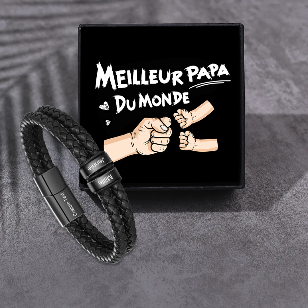 Bracelet Homme personnalisé avec 2-6 Prénoms et 1 Texte gravé | Jessemade