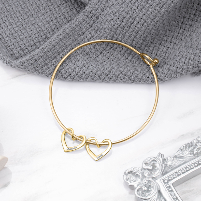 Bracelet Enfant 4 Prénoms Personnalisés avec 4 Cœur Breloques
