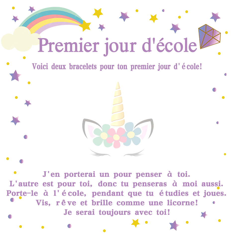 2PCS Ensemble de Bracelets Licorne - Cadeau Rentrée Scolaire Premier Jour d’École pour Enfants