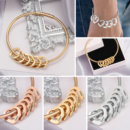 Bracelet 2-6 Prénoms Personnalisés Avec 3 Pendentifs Coeur Bracelet Coeur Avec Coffret｜Jessemade