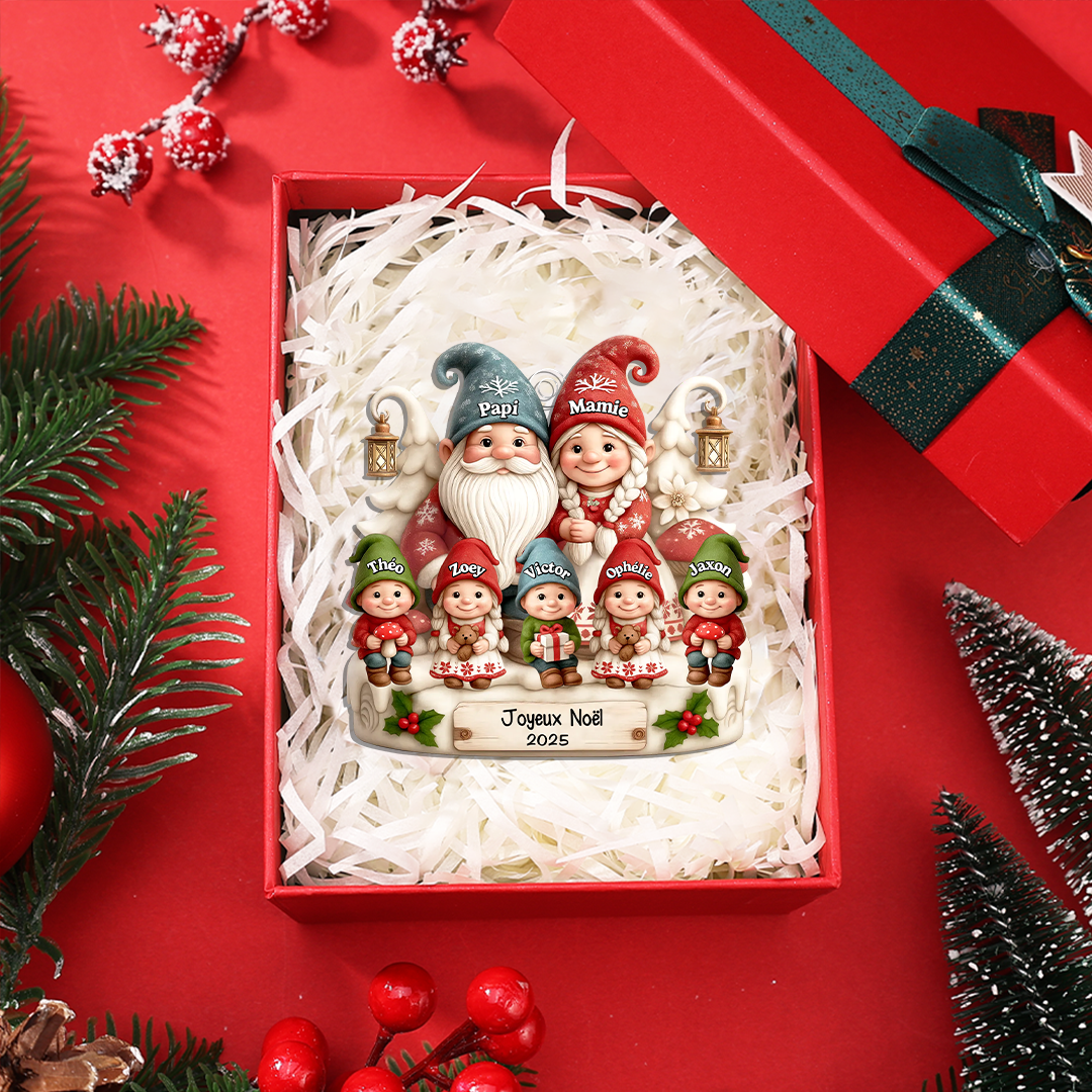 Décoration Sapin Noël Personnalisée avec une Famille de Lutins