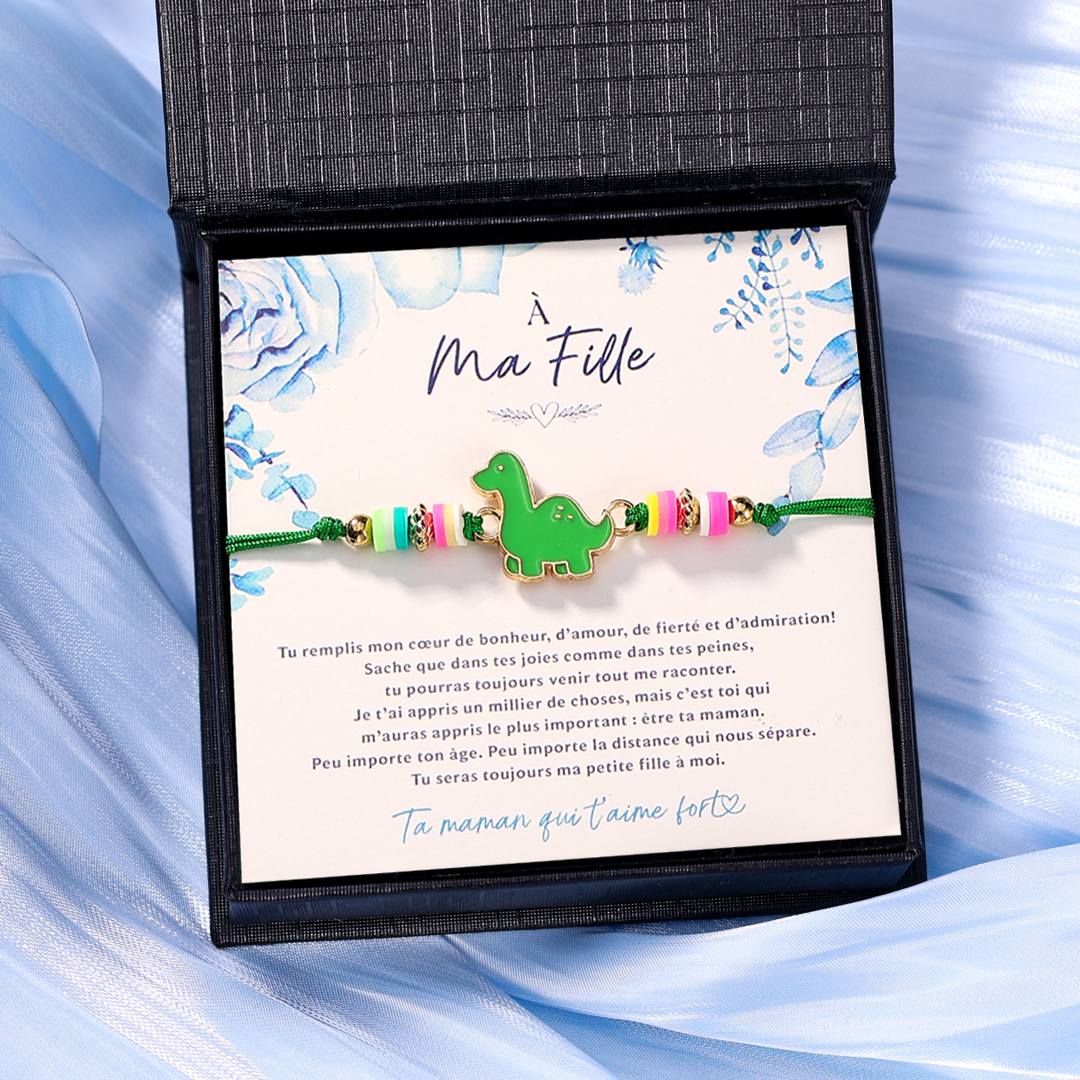 À Ma Fille Bracelet Dinosaure Vert Bracelet Pour Enfant Cadeau pour enfant｜Jessemade