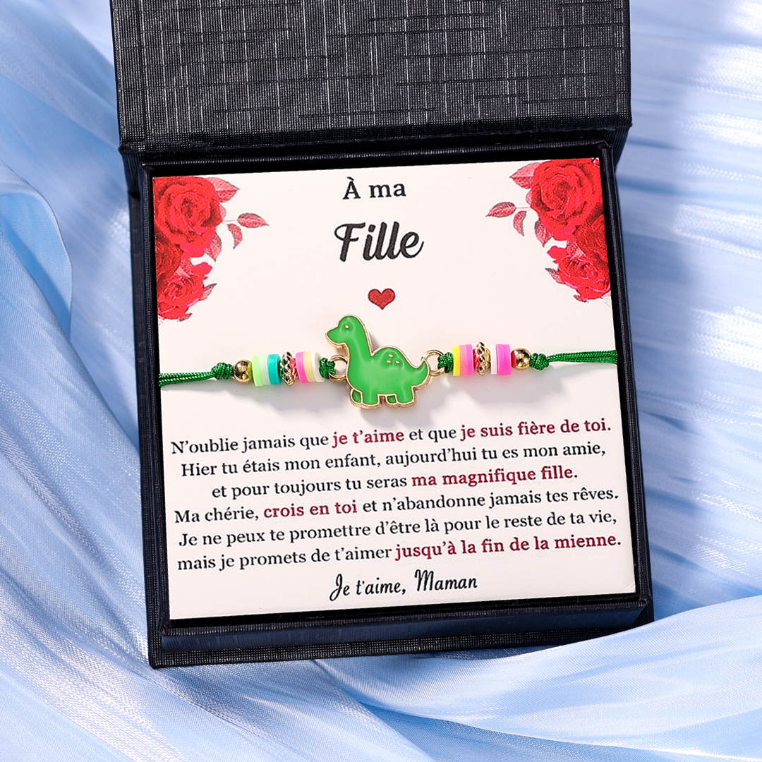 À Ma Fille Bracelet Dinosaure Vert Bracelet Pour Enfant Cadeau pour enfant｜Jessemade