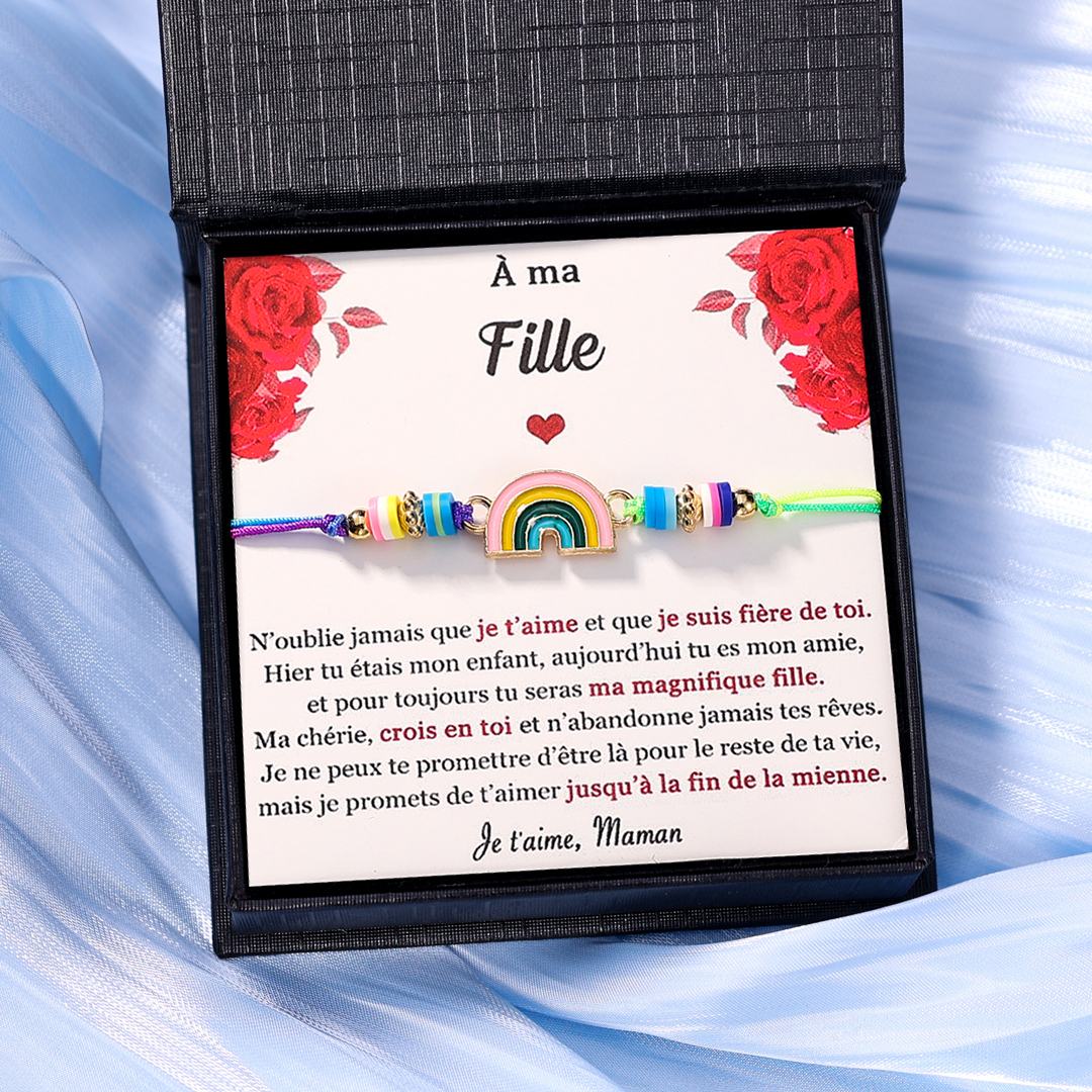 À Ma Fille - Bracelet Arc-En-Ciel Cadeau Rentrée scolaire pour Enfant｜Jessemade