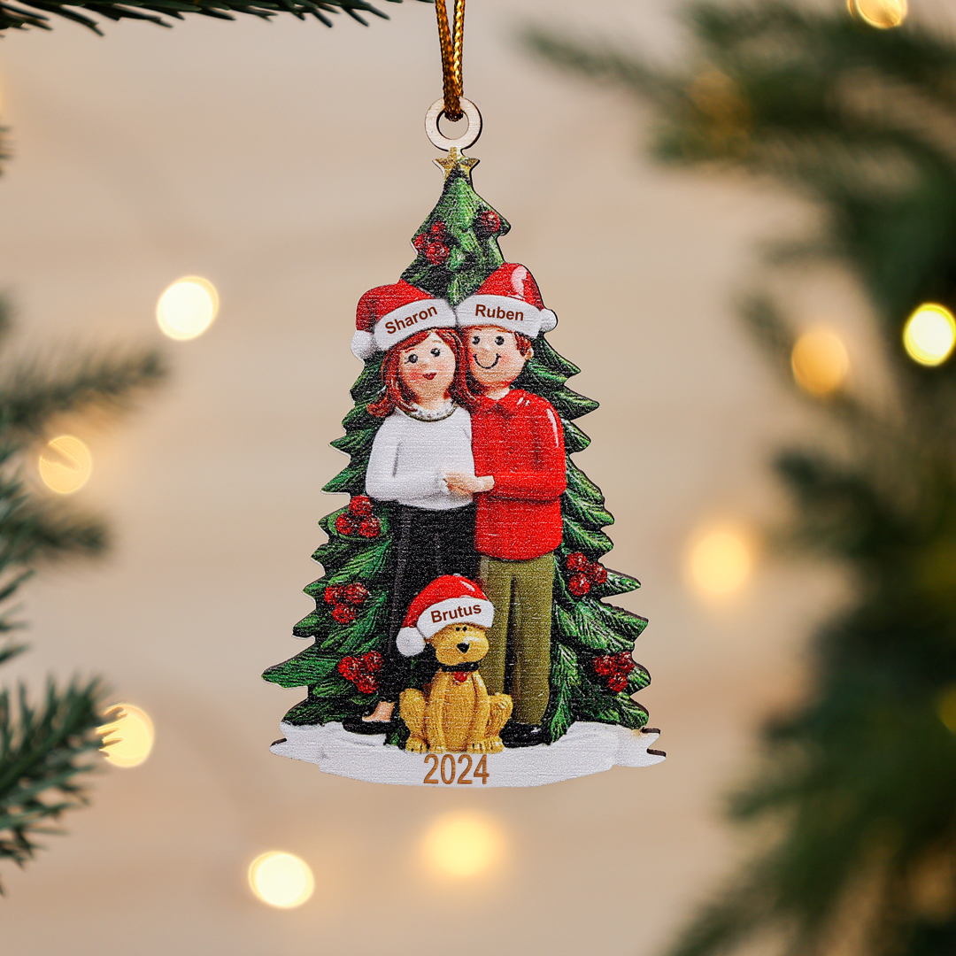 D&eacute;coration Sapin No&euml;l Poup&eacute;e 3 Pr&eacute;noms Personnalis&eacute;s avec Ann&eacute;e