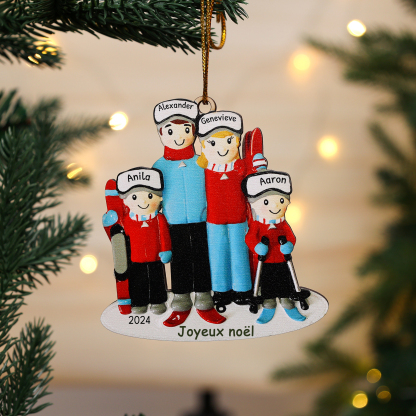 Jessemade FR Ornements de Noël Poupée 4 Prénoms Personnalisés avec Texte et Année