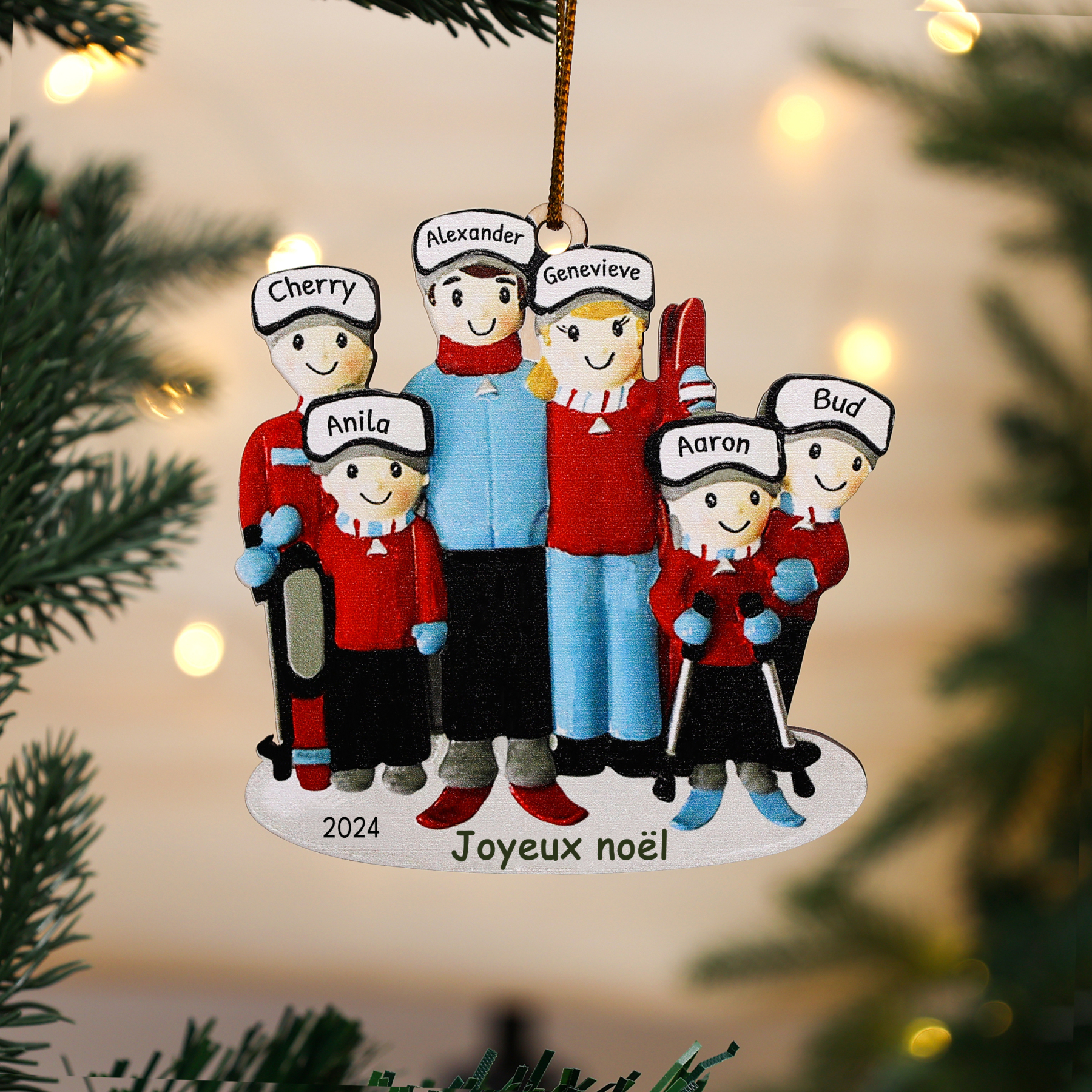 Jessemade FR Ornements de Noël Poupée 6 Prénoms Personnalisés avec Texte et Année