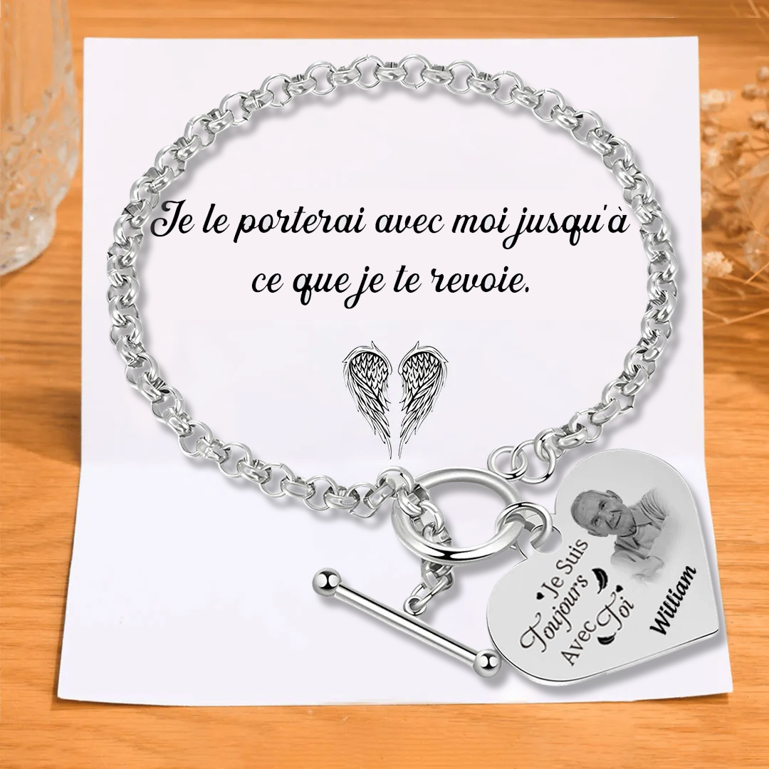 Bracelet avec Cœur Breloque personnalisé en acier inoxydable avec phot