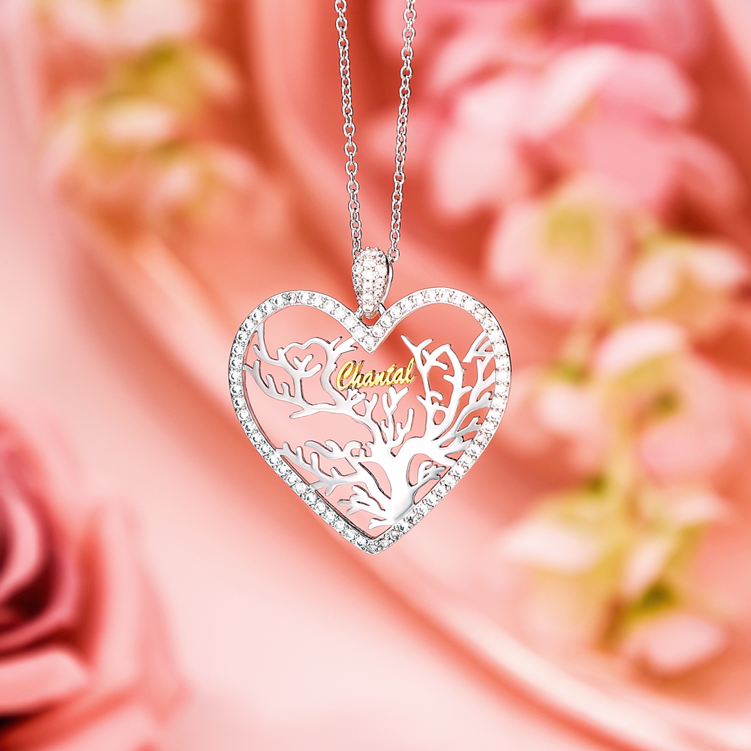 🔥HOT！Collier Pendentif Arbre de vie Arbre généalogique 1-6 Prénoms | Jessemade