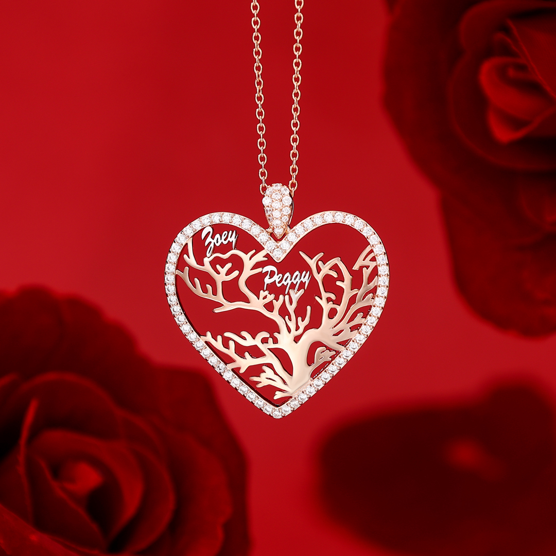 🔥HOT！Collier Pendentif Arbre de vie Arbre généalogique 1-6 Prénoms | Jessemade