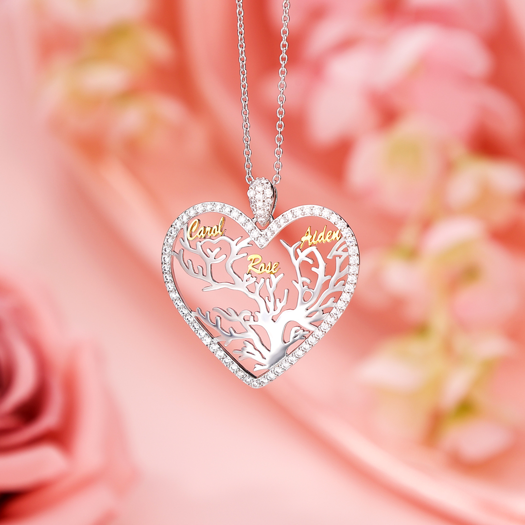 Collier Pendentif Arbre de vie Arbre généalogique 3 prénom | Jessemade