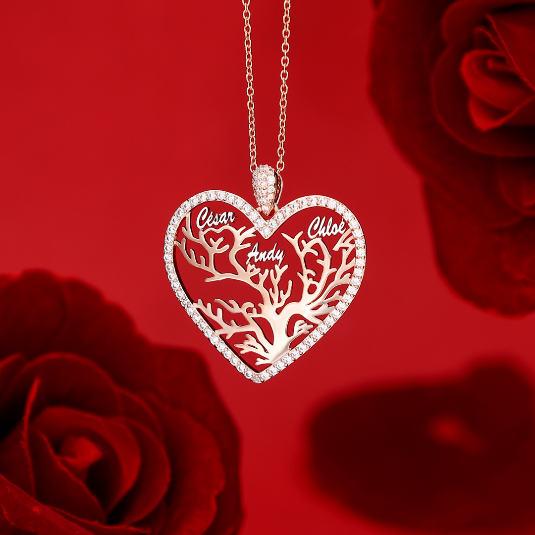 Collier Pendentif Arbre de vie Arbre généalogique 3 prénom | Jessemade
