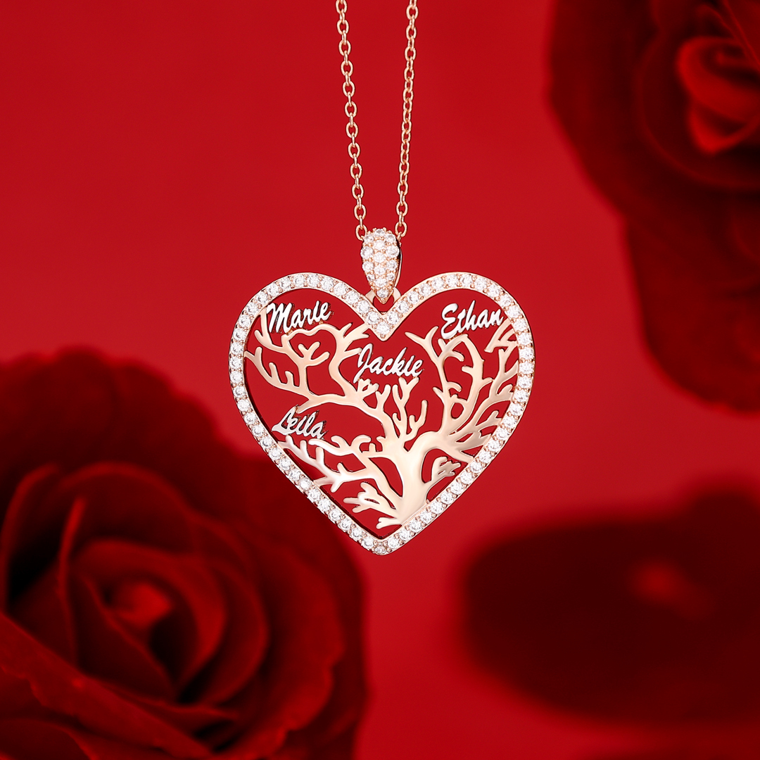 🔥HOT！Collier Pendentif Arbre de vie Arbre généalogique 1-6 Prénoms | Jessemade