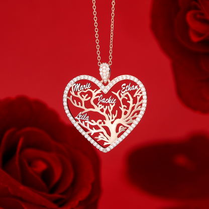 🔥HOT！Collier Pendentif Arbre de vie Arbre généalogique 1-6 Prénoms | Jessemade