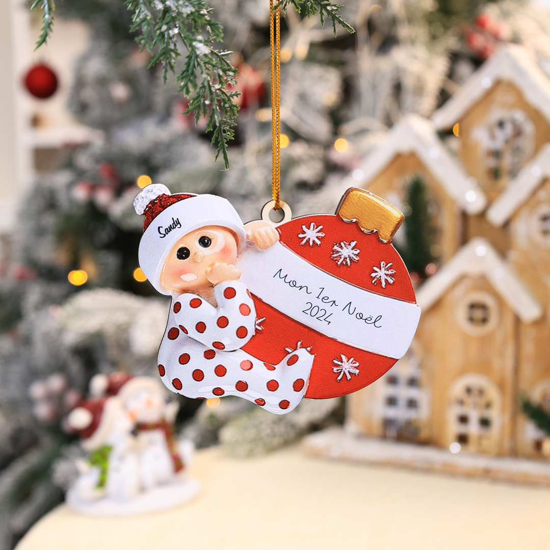 Décoration Sapin Noël en Bois 1 Prénom Personnalisé avec texte cadeau pour BéBé | Jessemade
