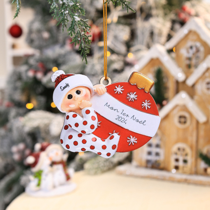 Décoration Sapin Noël en Bois 1 Prénom Personnalisé avec texte cadeau pour BéBé | Jessemade